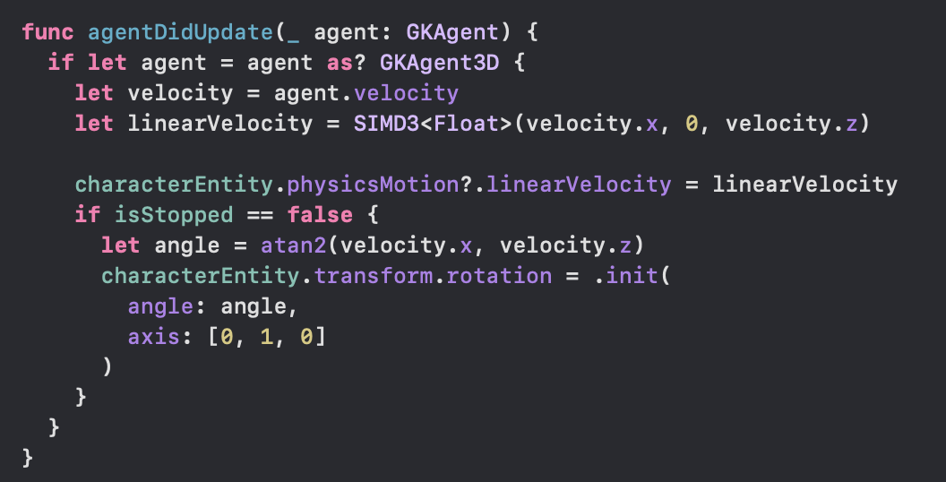 Agent state update code